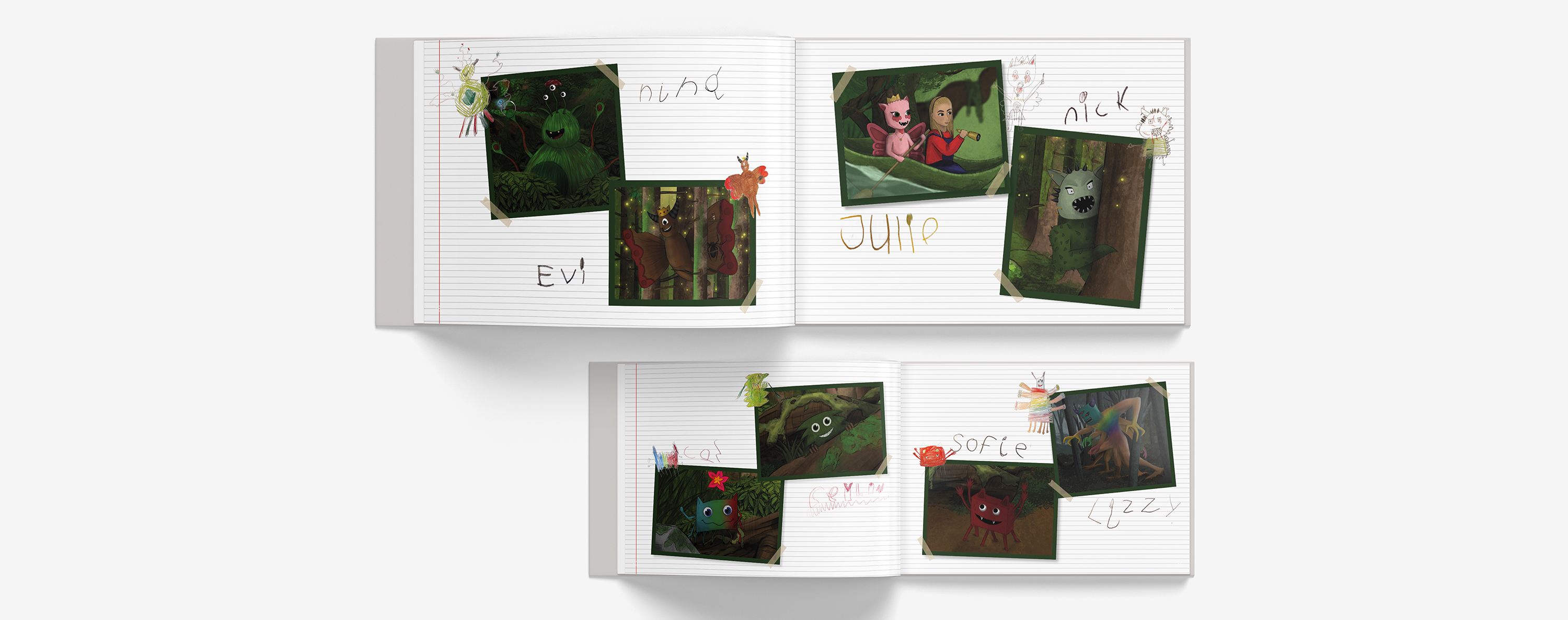 Mila's Monsters — spread uit het boek